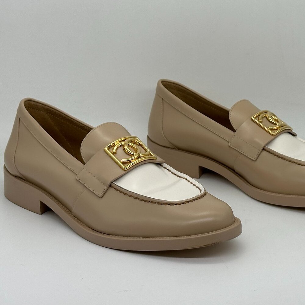 CHANEL 23B Two Tone Calfskin Leather CC Logo Loafers Flat Shoes - Picture 10 of 16